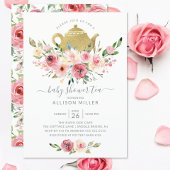Peonies Roos Floral Baby shower Tea Uitnodiging