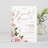 Peonies Roos Gold Bridal Brunch Brunch Shower Kaart (Staand voorkant)