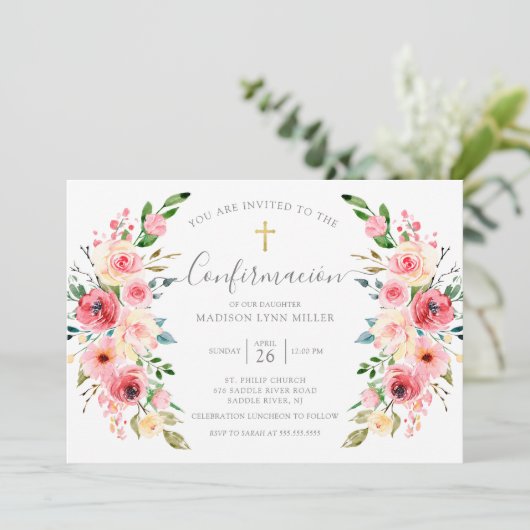 Peonies Roos Spaans Bevestiging Kaart (Staand voorkant)