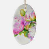 Peonies, roze, wit, florale waterverf schilderend keramisch ornament (Rechts)