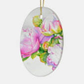 Peonies, roze, wit, florale waterverf schilderend keramisch ornament (Links)