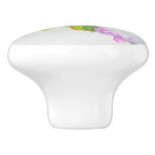 Peonies, roze, wit, florale waterverf schilderend keramische knop (Zijkant)