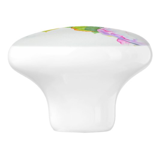 Peonies, roze, wit, florale waterverf schilderend keramische knop (Zijkant)