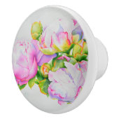 Peonies, roze, wit, florale waterverf schilderend keramische knop (Rechts)