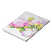 Peonies, roze, wit, florale waterverf schilderend notitieblok (Linkerzijde)
