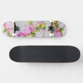 Peonies, roze, wit, florale waterverf schilderend skateboard (Horizontaal)