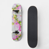 Peonies, roze, wit, florale waterverf schilderend skateboard (Voorkant)
