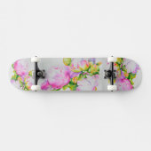 Peonies, roze, wit, florale waterverf schilderend skateboard (Horizontaal)