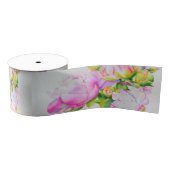 Peonies, roze, wit, waterverf schilderij grosgrain lint (Spoel)