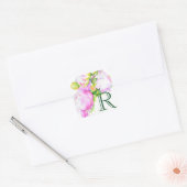 Peonies, roze, wit, waterverf schilderij vierkante sticker (Envelop)