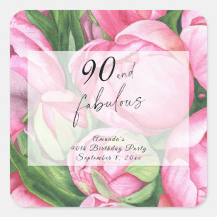 Peonies Rozen 90ste verjaardagsfeest Vierkante Sticker