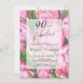 Peonies Rozen Floral 90ste verjaardagsfeest Kaart (Voorkant)