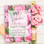 Peonies Rozen Floral 90ste verjaardagsfeest Kaart