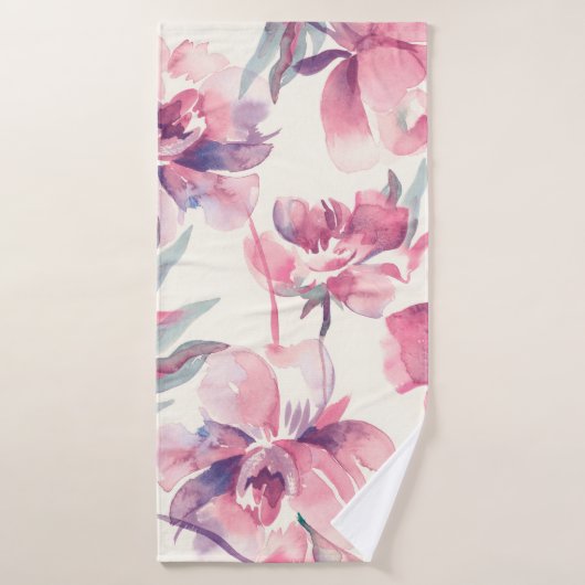 Peonies Seamless Pattern. Achtergrond waterverf. Badhanddoek (Badhanddoek)