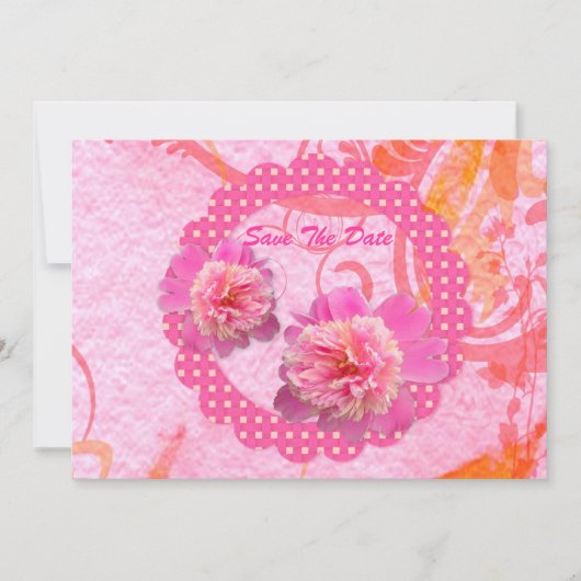 Peonies sparen de datum save the date (Voorkant)