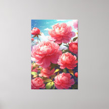 Peonies stretched canvas Print