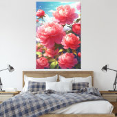 Peonies stretched canvas Print (Insitu (Slaapkamer))