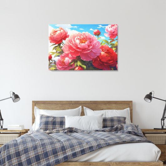 Peonies stretched canvas Print (Insitu (Slaapkamer))
