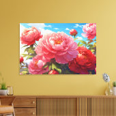 Peonies stretched canvas Print (Insitu (Woonkamer))