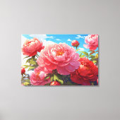 Peonies stretched canvas Print (Voorkant)