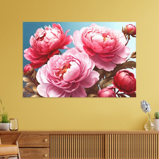 Peonies stretched canvas Print (Insitu (Woonkamer))