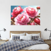 Peonies stretched canvas Print (Insitu (Slaapkamer))