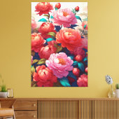 Peonies stretched canvas Print (Insitu (Woonkamer))