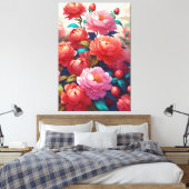 Peonies stretched canvas Print (Insitu (Slaapkamer))
