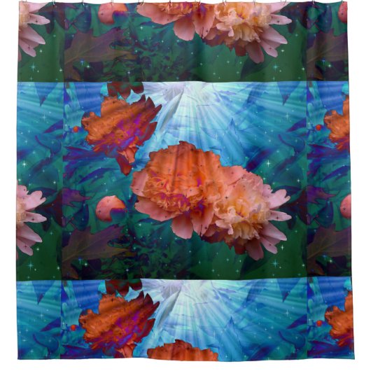 Peonies Under Water Douchegordijn (Voorkant)