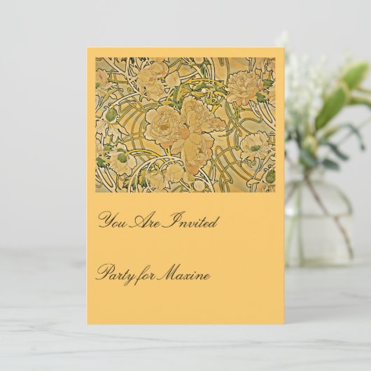 Peonies van Mucha Kaart (Staand voorkant)