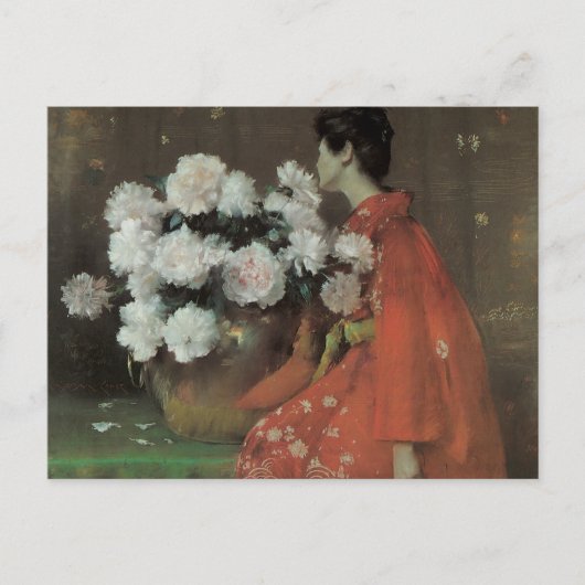 Peonies van William Merritt Chase,  kunst Briefkaart (Voorkant)