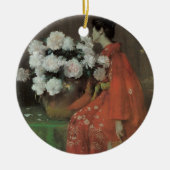 Peonies van William Merritt Chase,  kunst Keramisch Ornament (Voorkant)