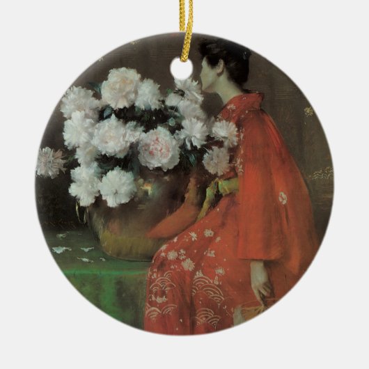 Peonies van William Merritt Chase,  kunst Keramisch Ornament (Voorkant)