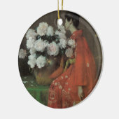 Peonies van William Merritt Chase,  kunst Keramisch Ornament (Links)