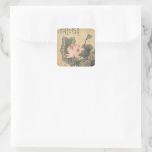 Peonies Vierkante Sticker (Tas)