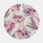 Peonies waterverf: naadloze bloemachtergrond. glas ornament (Achterkant)