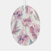 Peonies waterverf: naadloze bloemachtergrond. glas ornament (Voorkant links)