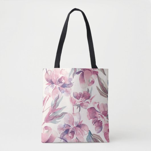 Peonies waterverf: naadloze bloemachtergrond. tote bag (Voorkant)