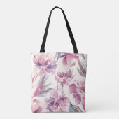 Peonies waterverf: naadloze bloemachtergrond. tote bag (Achterkant)