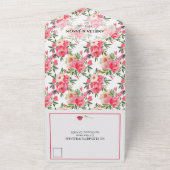 Peonies Waterverf Wedding All In One Uitnodiging (Buitenkant)