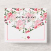 Peonies Waterverf Wedding All In One Uitnodiging (Achterkant)