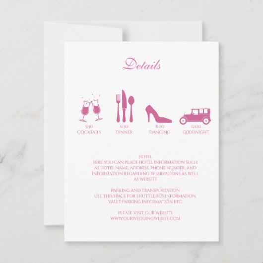 Peonies Wedding DETAILS Uitnodiging (Voorkant)