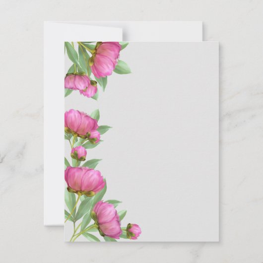 Peonies Wedding DETAILS Uitnodiging (Achterkant)