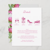 Peonies Wedding DETAILS Uitnodiging (Voorkant / Achterkant)