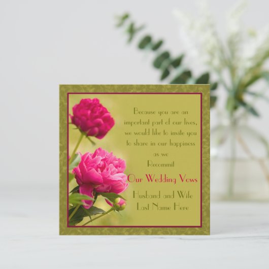 Peonies Wedding Renewal Kaart (Staand voorkant)