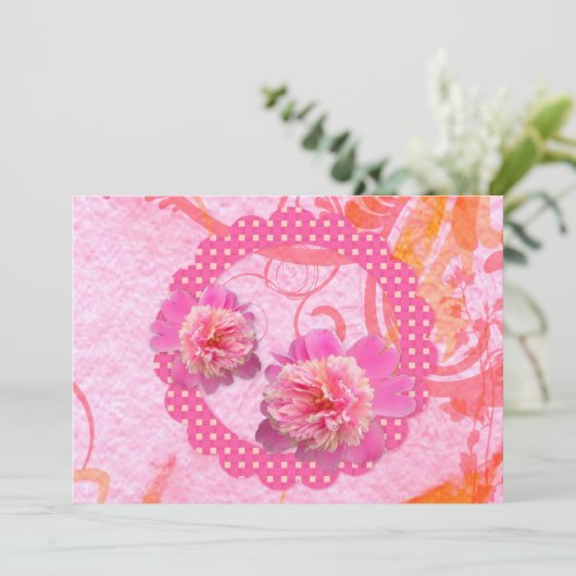 Peonies Wedding Uitnodiging (Staand voorkant)