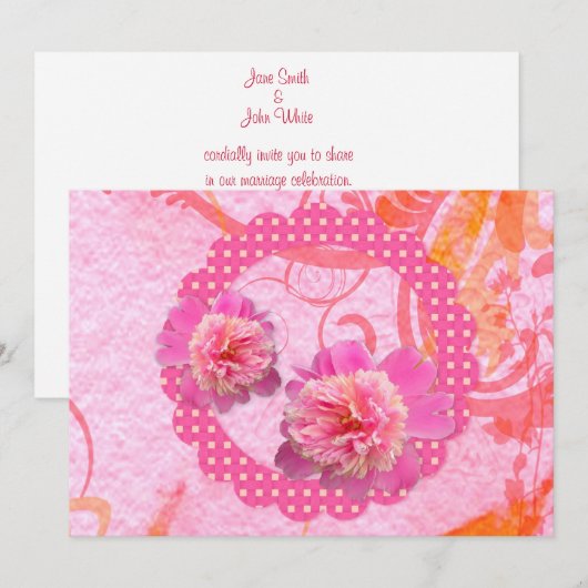 Peonies Wedding Uitnodiging (Voorkant / Achterkant)