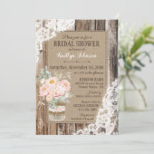 Peonies Wood Lace Rustiek Vrijgezellenfeest Kaart (Staand voorkant)