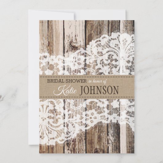 Peonies Wood Lace Rustiek Vrijgezellenfeest Kaart (Achterkant)