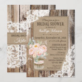 Peonies Wood Lace Rustiek Vrijgezellenfeest Kaart (Voorkant / Achterkant)